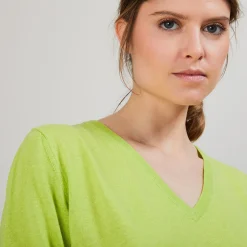 Montagut Pulls-Pull en cachemire lin - Blondie 90-Vert anis