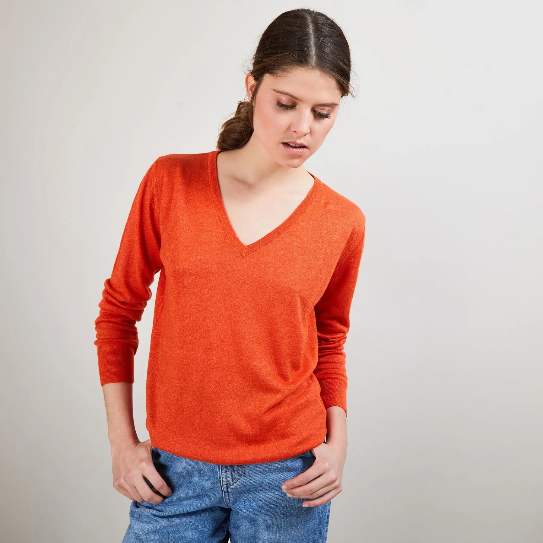 Montagut Pulls-Pull en cachemire lin - Blondie 15-Orange