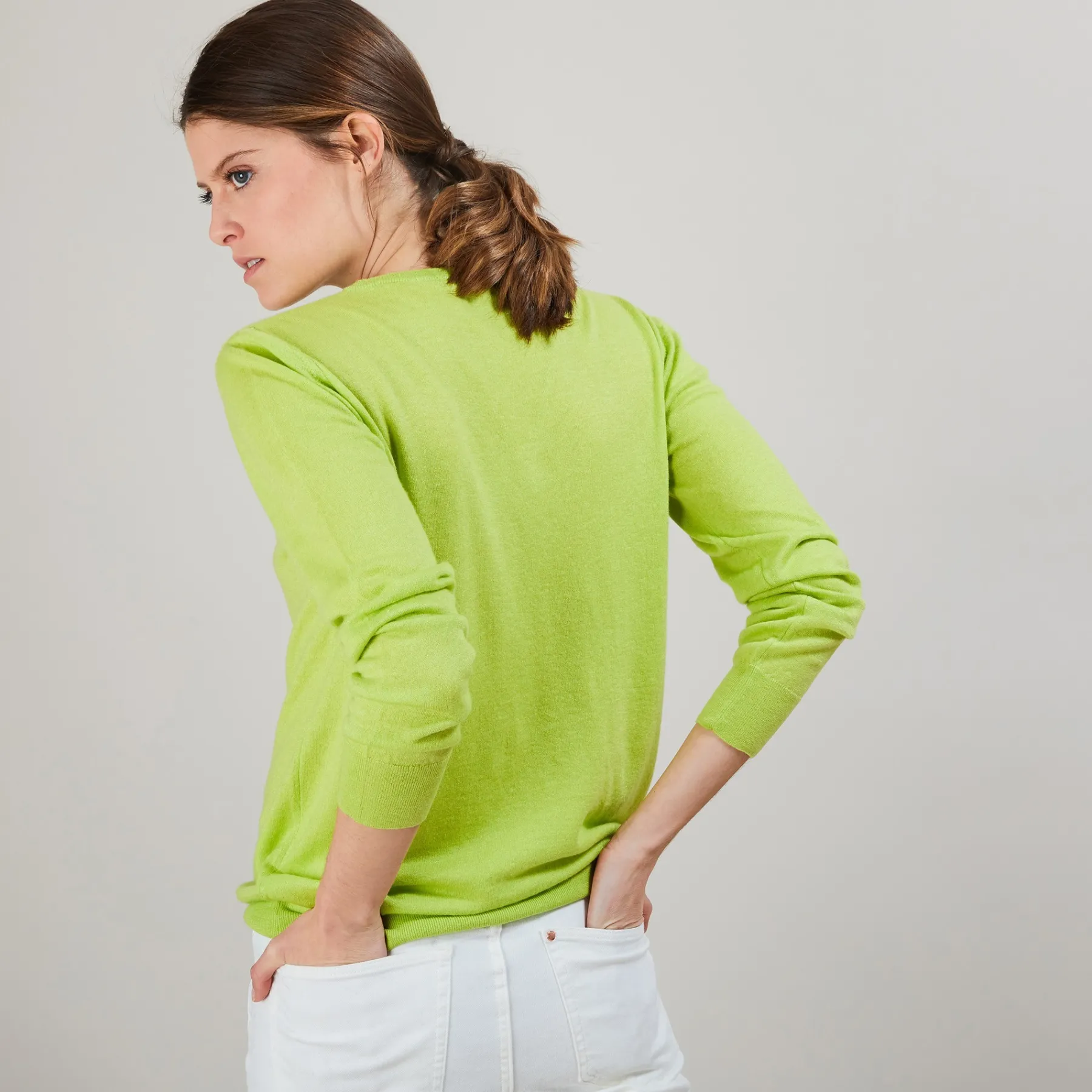 Montagut Pulls-Pull en cachemire lin - Blondie 90-Vert anis