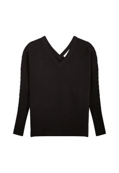 Montagut Pulls-Pull en coton manches chauve-souris - Lison 01-Noir