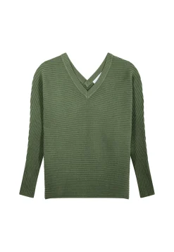 Montagut Pulls-Pull en coton manches chauve-souris - Lison 21-Vert foncé