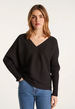 Montagut Pulls-Pull en coton manches chauve-souris - Lison 01-Noir