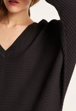 Montagut Pulls-Pull en coton manches chauve-souris - Lison 01-Noir
