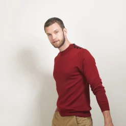 Montagut Pulls-Pull en laine avec boutons - Legende 51-Bordeaux