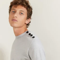 Montagut Pulls-Pull en laine avec boutons - Legende 11-Gris clair