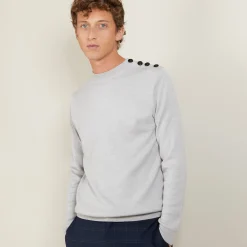 Montagut Pulls-Pull en laine avec boutons - Legende 11-Gris clair