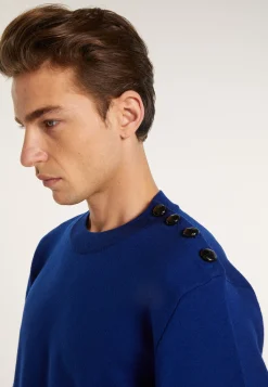 Montagut Pulls-Pull en laine avec boutons - Legende 48-Bleu roi