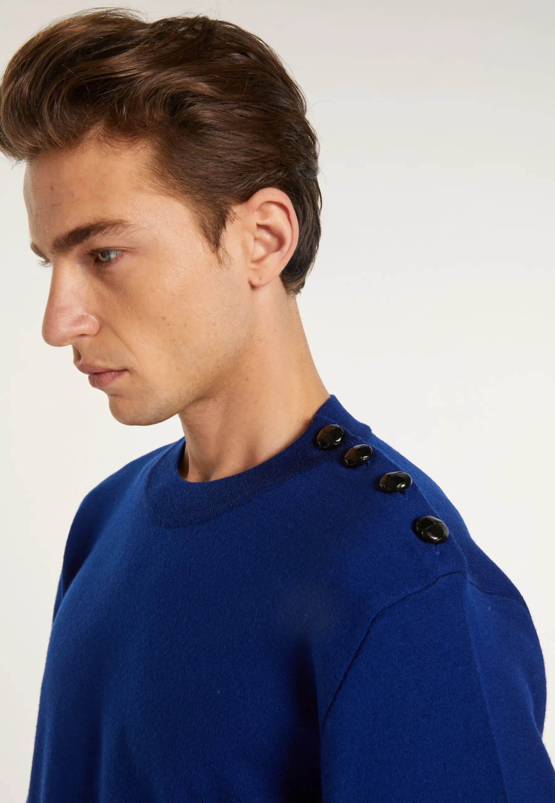 Montagut Pulls-Pull en laine avec boutons - Legende 48-Bleu roi