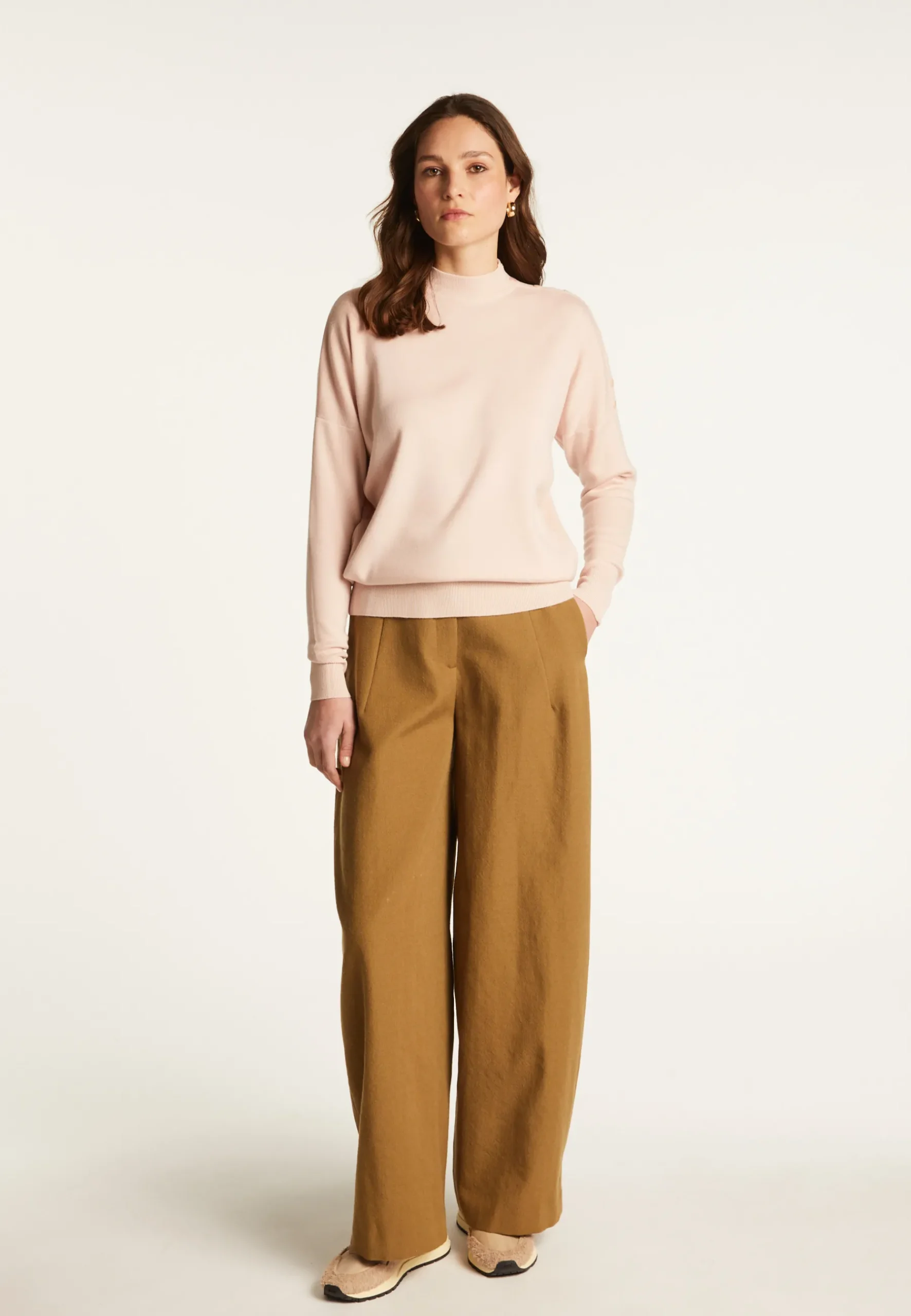 Montagut Pulls-Pull en laine boutons épaule - Gipsy 24-Rose clair