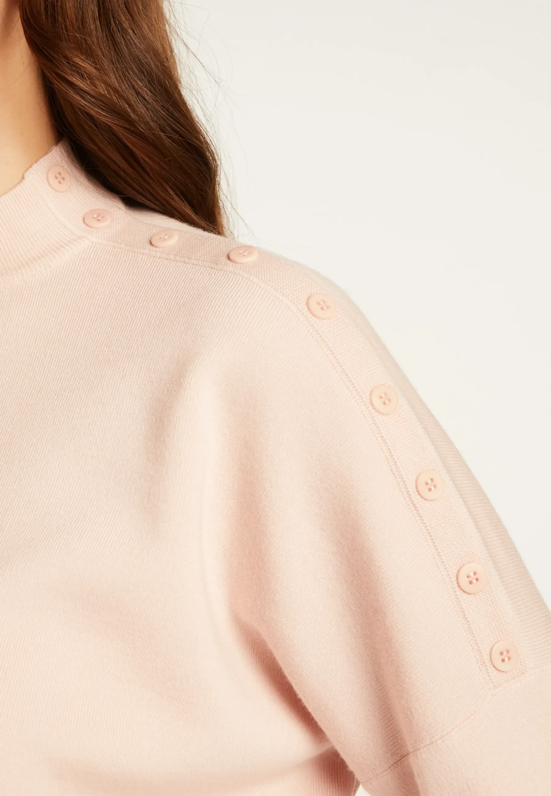 Montagut Pulls-Pull en laine boutons épaule - Gipsy 24-Rose clair