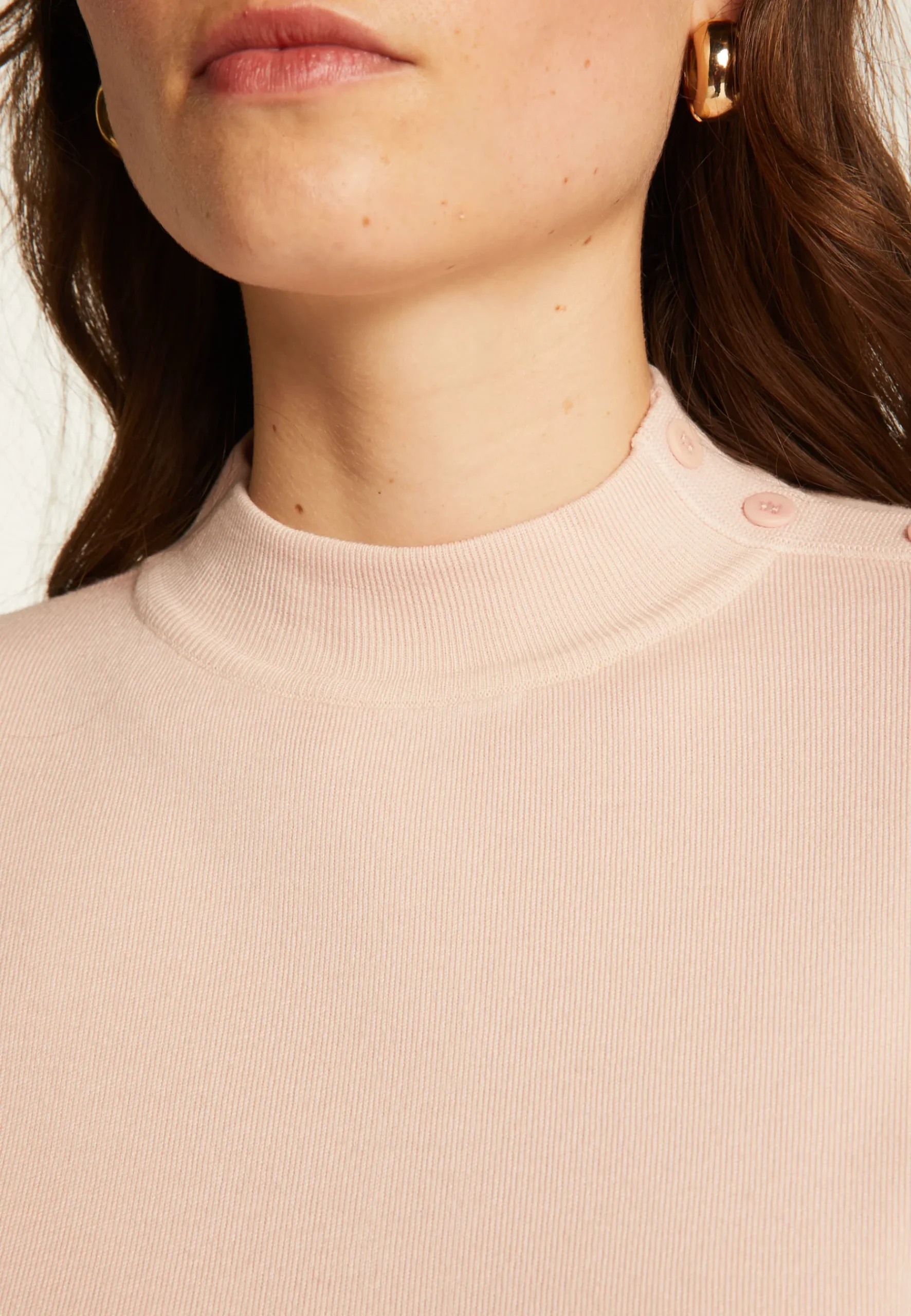 Montagut Pulls-Pull en laine boutons épaule - Gipsy 24-Rose clair