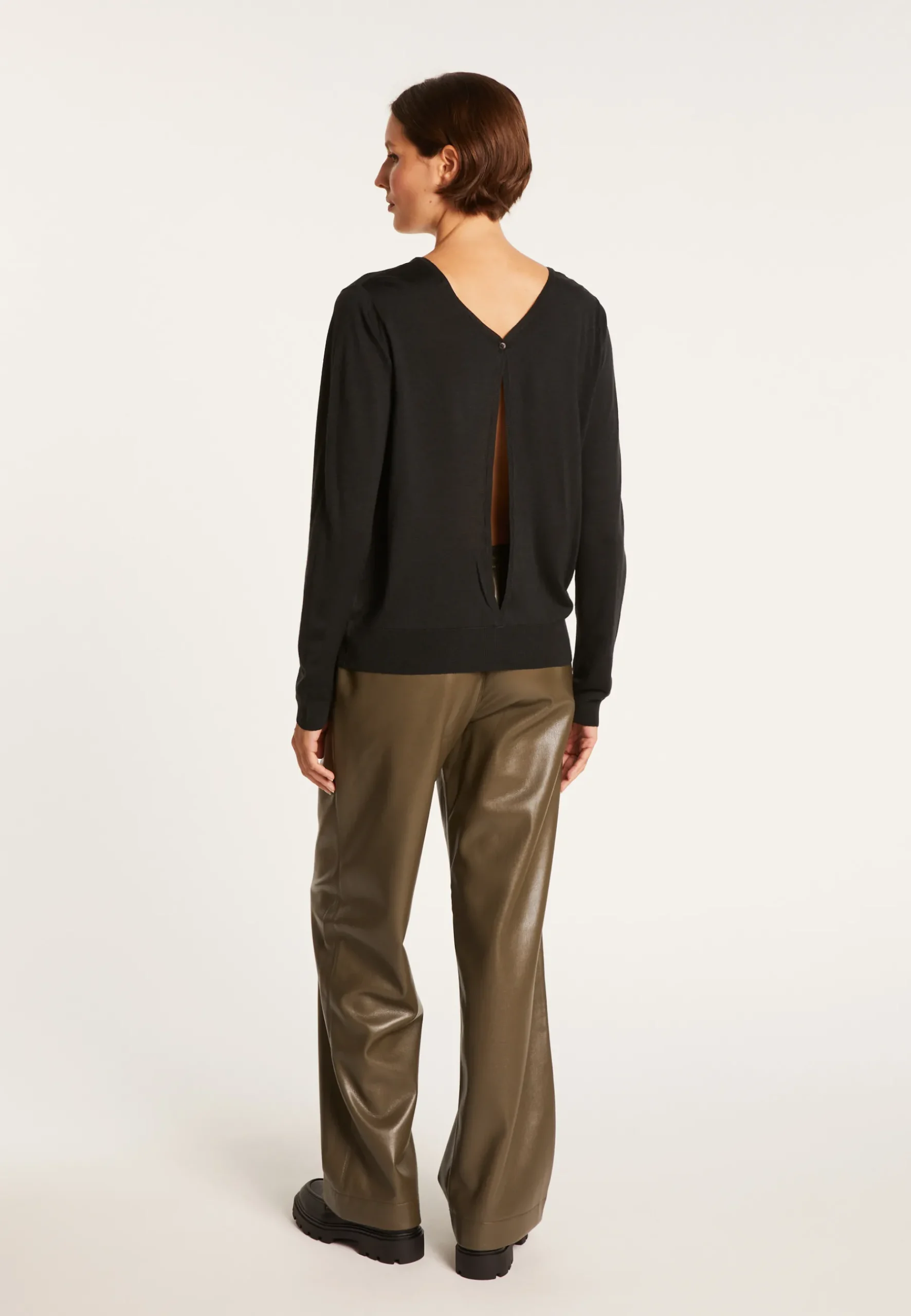 Montagut Pulls-Pull en laine et soie fente dans le dos - Euphrosine 10-Gris foncé