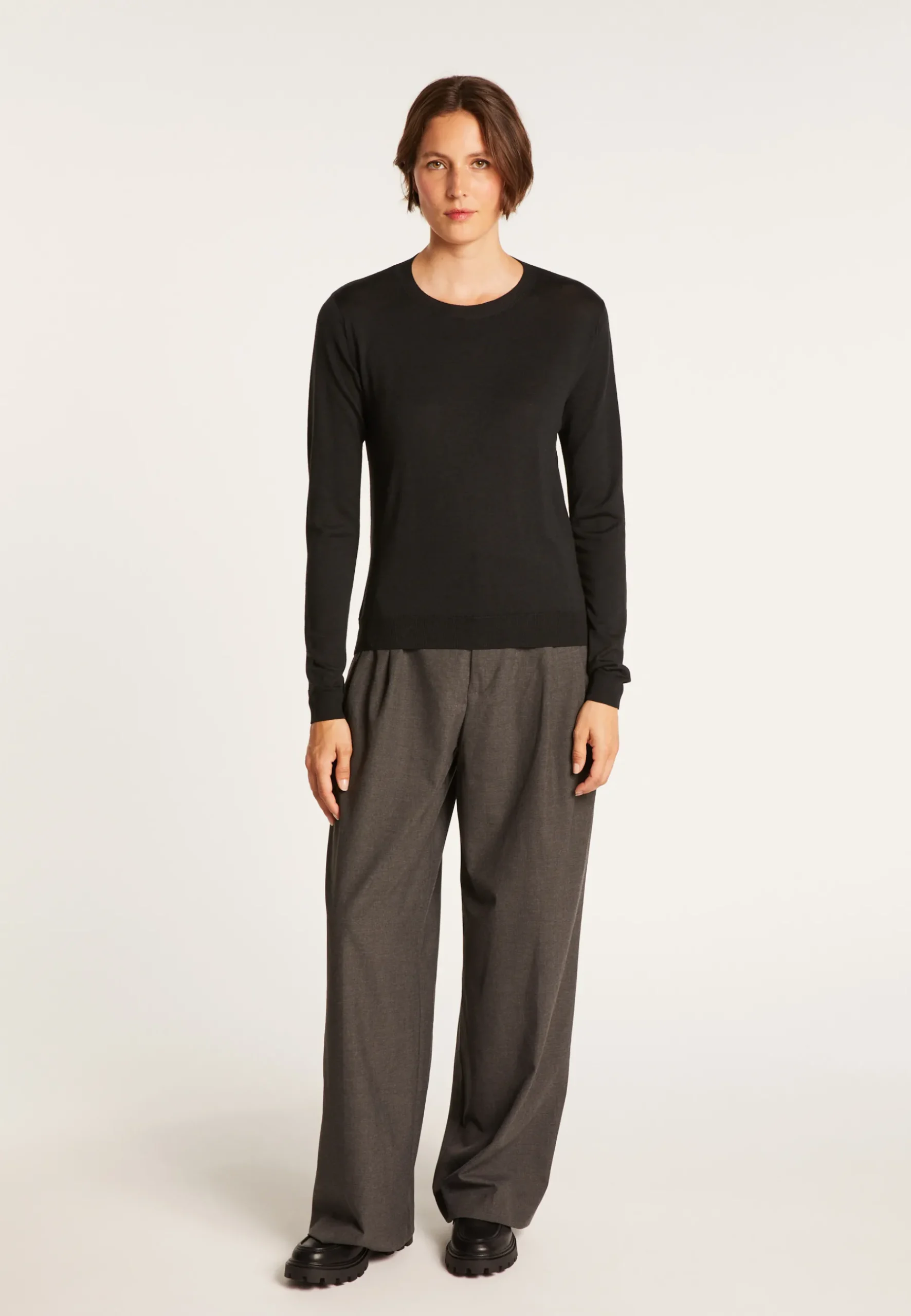 Montagut Pulls-Pull en laine et soie ouverture dos - Embrun 10-Gris foncé