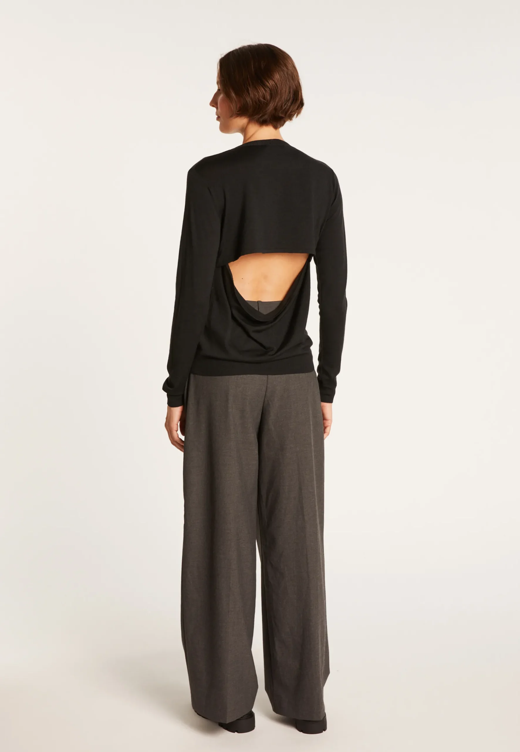 Montagut Pulls-Pull en laine et soie ouverture dos - Embrun 10-Gris foncé