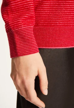 Montagut Pulls-Pull en laine et velours boutons épaules - Rochelle 52-Rouge