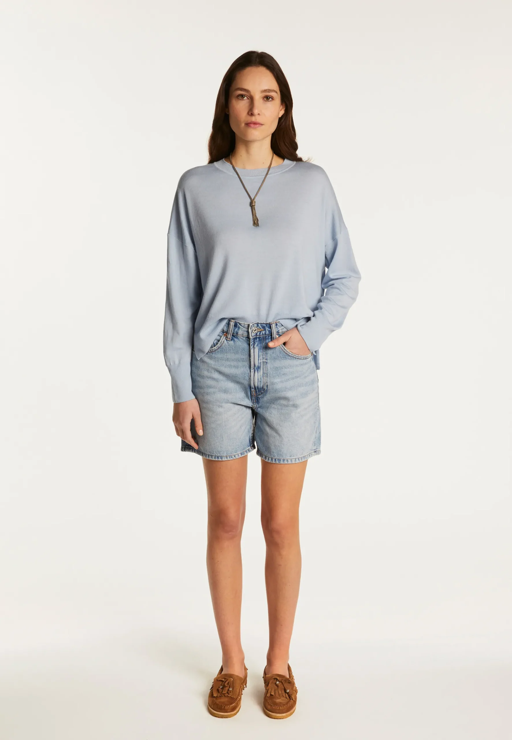 Montagut Pulls-Pull en laine mérinos - Adèle 77-Bleu ciel
