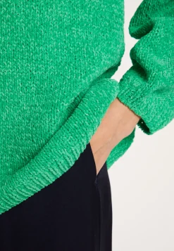 Montagut Pulls-Pull en velours de coton grand col V - Mariette 21-Vert foncé