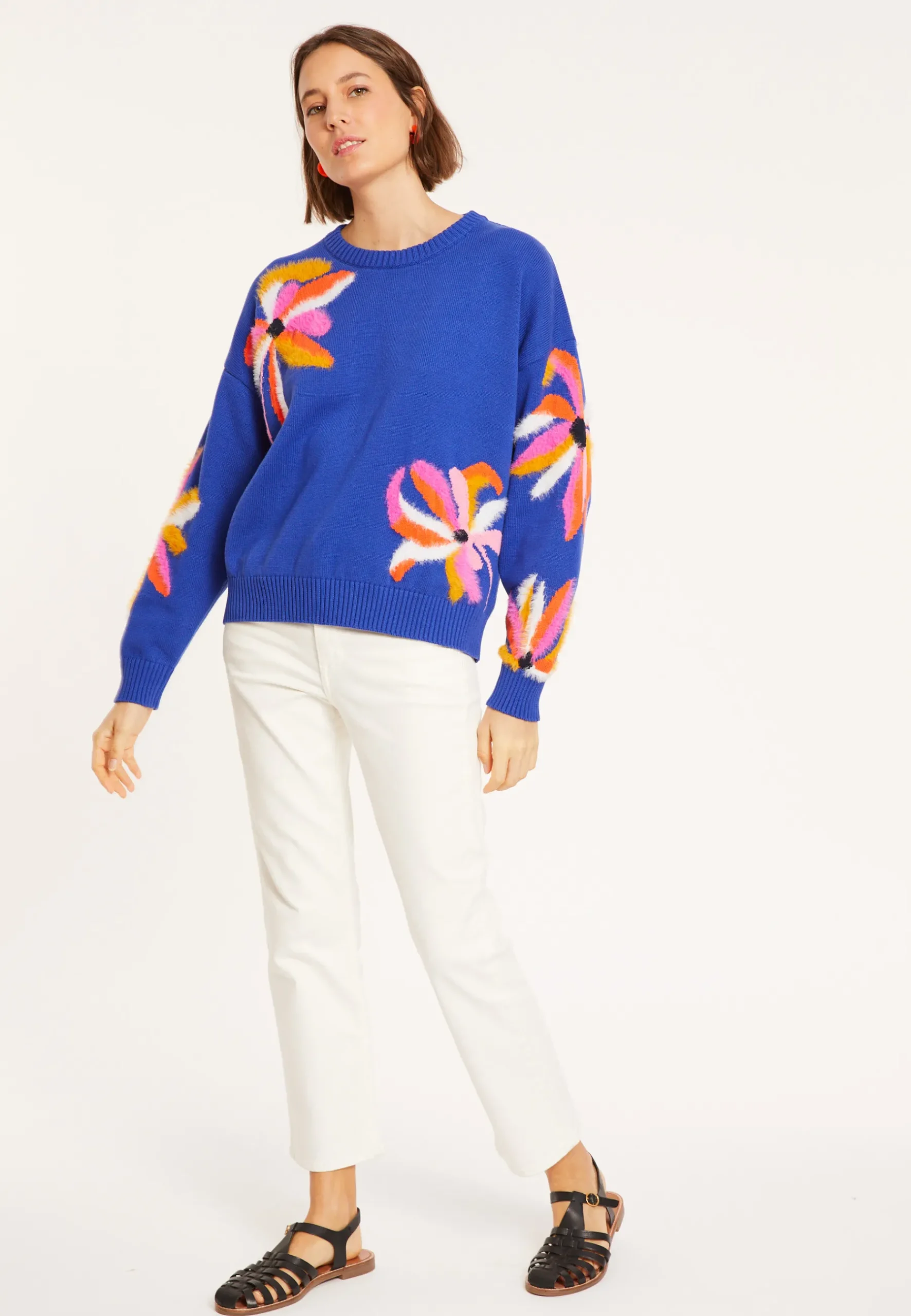 Montagut Pulls-Pull fantaisie en coton - Mariane 03-Bleu foncé