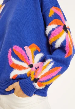 Montagut Pulls-Pull fantaisie en coton - Mariane 03-Bleu foncé