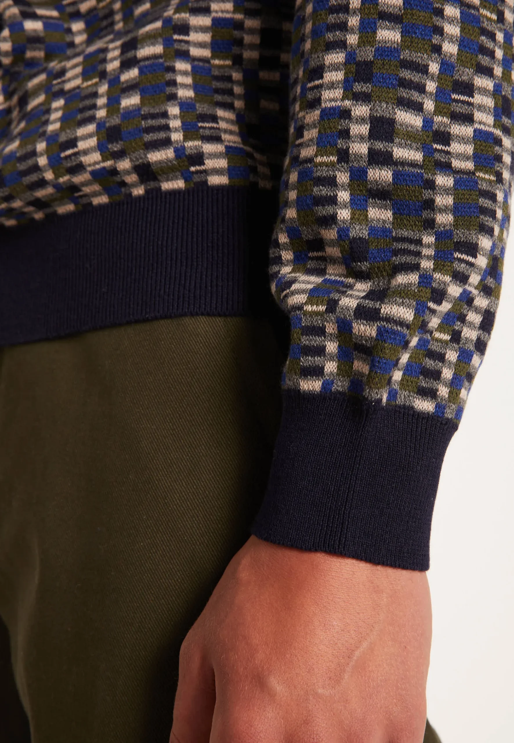 Montagut Pulls-Pull graphique en coton et laine - Lorente 05-Bleu marine