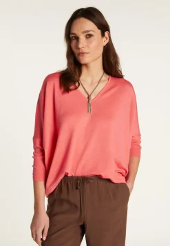 Montagut Les Incontournables | Les Incontournables-Pull laine manches chauves-souris - Boxe 25-Rose moyen