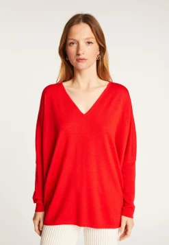 Montagut Les Incontournables-Pull laine manches chauve-souris - Boxe 52-Rouge