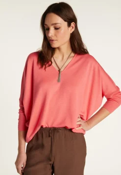Montagut Les Incontournables | Les Incontournables-Pull laine manches chauves-souris - Boxe 25-Rose moyen