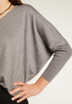 Montagut Les Incontournables | Pulls-Pull laine manches chauves-souris - Boxe 09-Gris moyen
