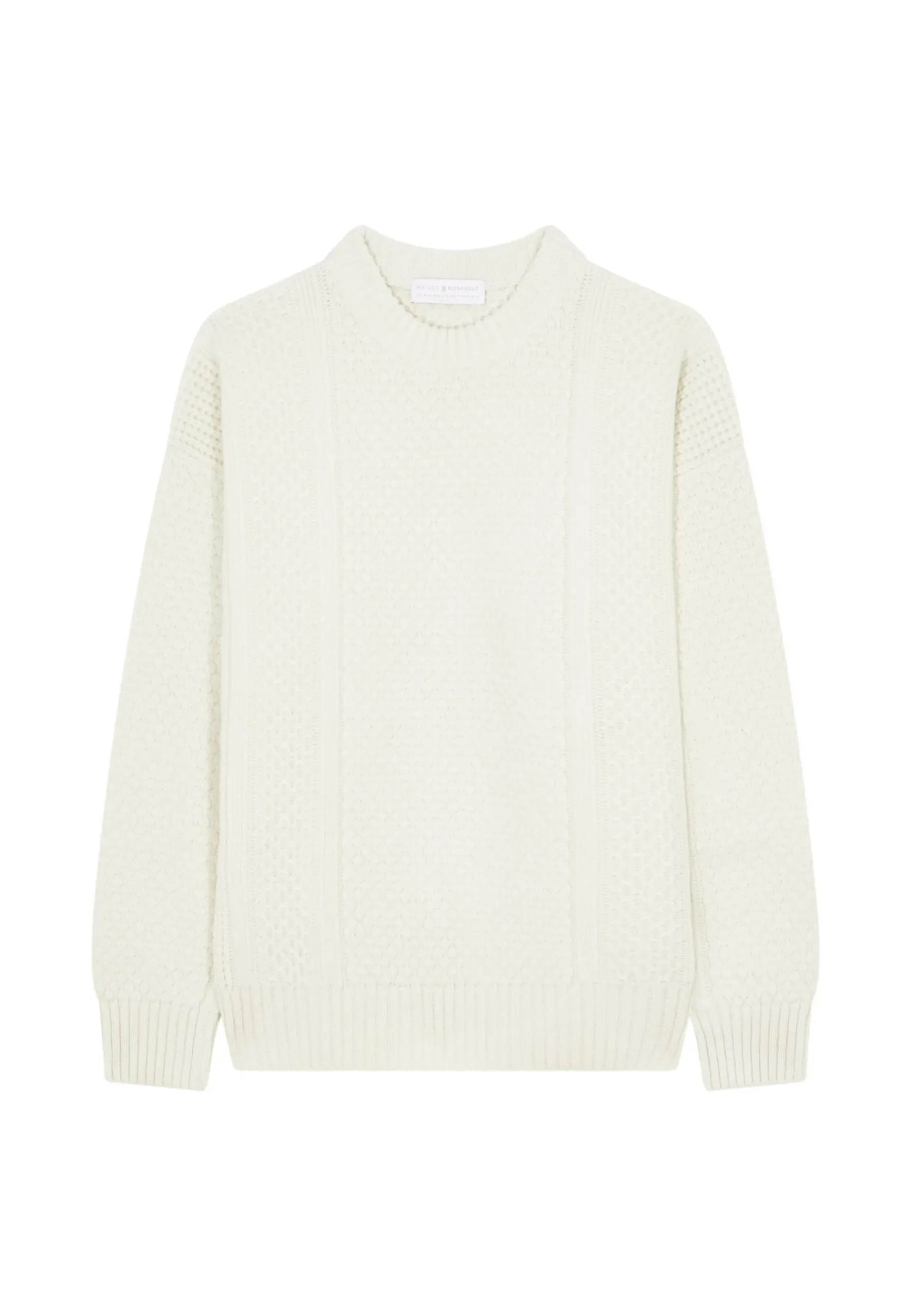 Montagut Pulls-Pull maille gaufrée en laine et cachemire - Fall 82-Ecru