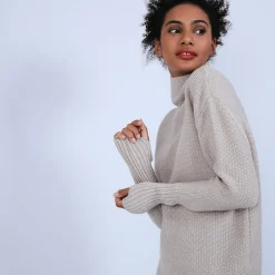 Montagut Pulls-Pull manches extra longues en laine mérinos - Solane 13-Beige moyen
