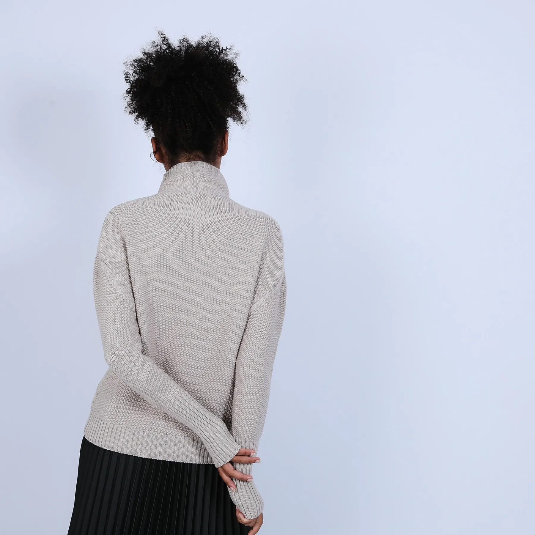 Montagut Pulls-Pull manches extra longues en laine mérinos - Solane 13-Beige moyen