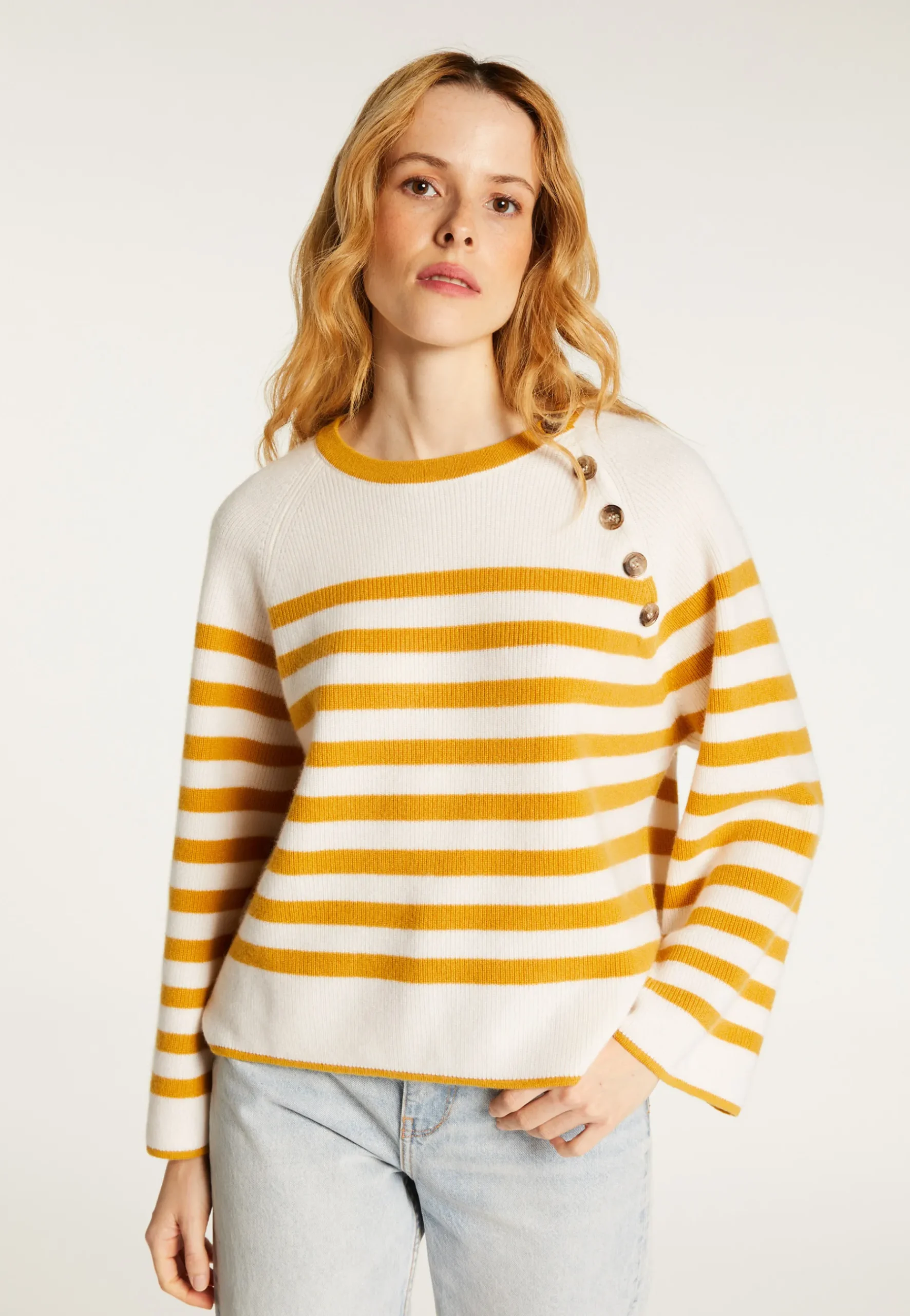 Montagut Pulls-Pull marinière en cachemire à manches ample - Gaelle 15-Orange
