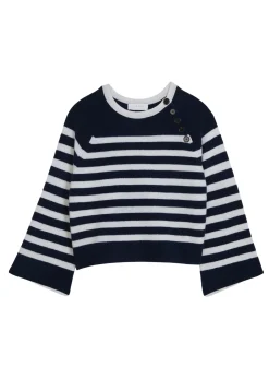 Montagut Pulls-Pull marinière en cachemire à manches ample - Gaelle 05-Bleu marine
