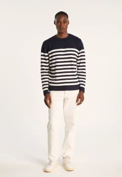 Montagut Pulls-Pull marinière en coton - Iris 05-Bleu marine