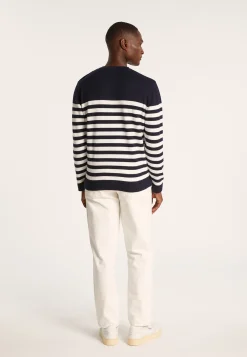 Montagut Pulls-Pull marinière en coton - Iris 05-Bleu marine