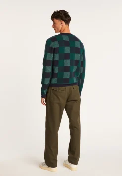 Montagut Pulls-Pull motif damier en cachemire - Amadeo 21-Vert foncé