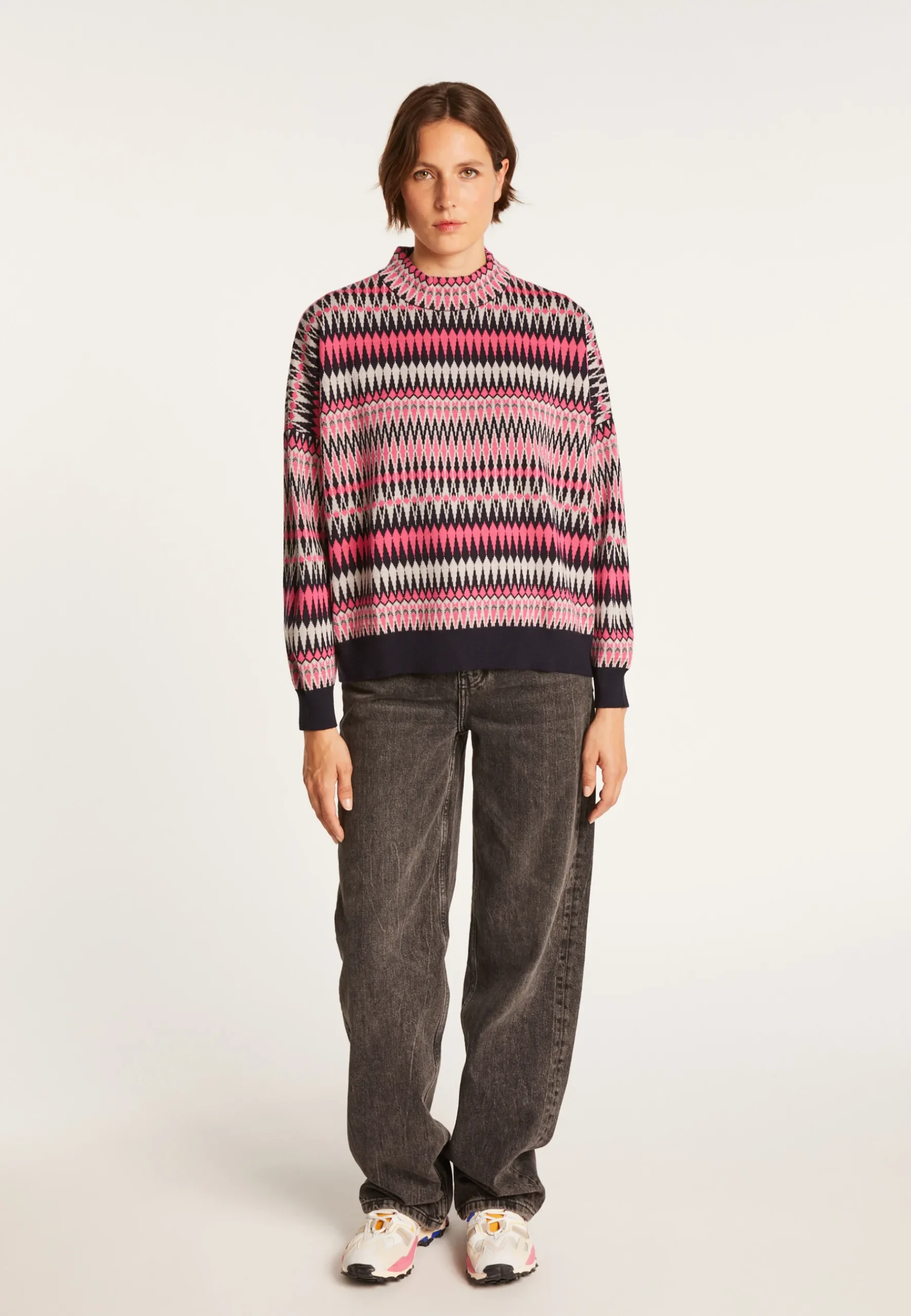 Montagut Pulls-Pull motifs aztèques en laine - Fidji 05-Bleu marine