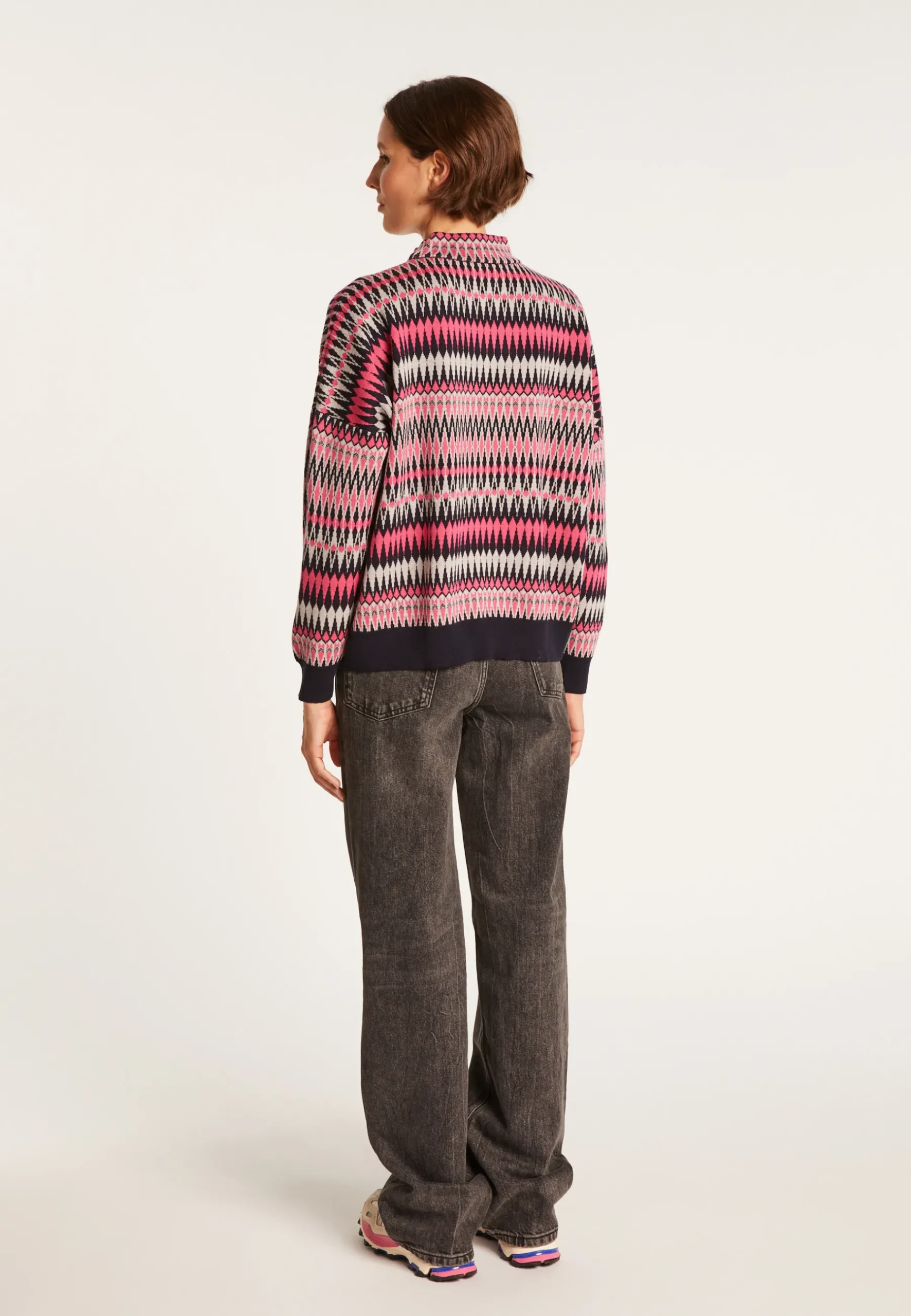Montagut Pulls-Pull motifs aztèques en laine - Fidji 05-Bleu marine