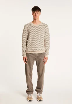 Montagut Pulls-Pull motifs chevrons en laine et Alpaga - Luka 13-Beige moyen