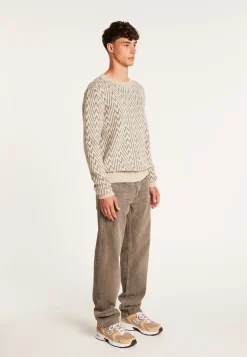 Montagut Pulls-Pull motifs chevrons en laine et Alpaga - Luka 13-Beige moyen