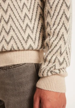 Montagut Pulls-Pull motifs chevrons en laine et Alpaga - Luka 13-Beige moyen