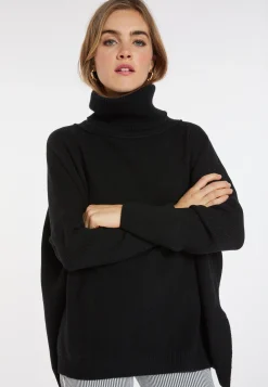 Montagut Les Incontournables-Pull oversize col roulé laine et cachemire - Clara 01-Noir