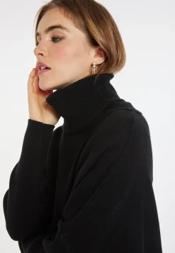 Montagut Les Incontournables-Pull oversize col roulé laine et cachemire - Clara 01-Noir