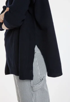 Montagut Les Incontournables-Pull oversize col roulé laine et cachemire - Clara 05-Bleu marine