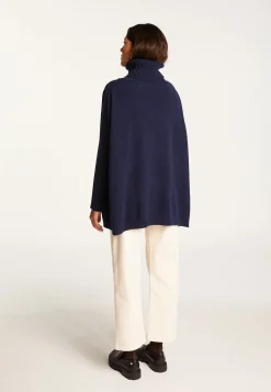 Montagut Les Incontournables-Pull oversize col roulé laine et cachemire - Clara 05-Bleu marine