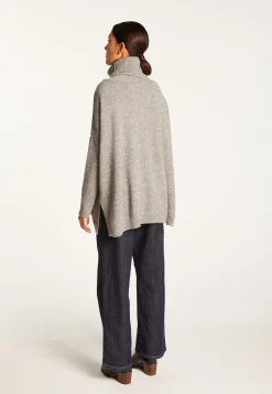 Montagut Les Incontournables-Pull oversize col roulé laine et cachemire - Clara 09-Gris moyen