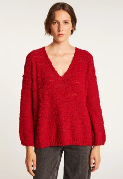 Montagut Pulls-Pull oversize col V - Sari 52-Rouge