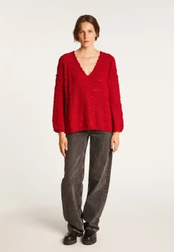 Montagut Pulls-Pull oversize col V - Sari 52-Rouge