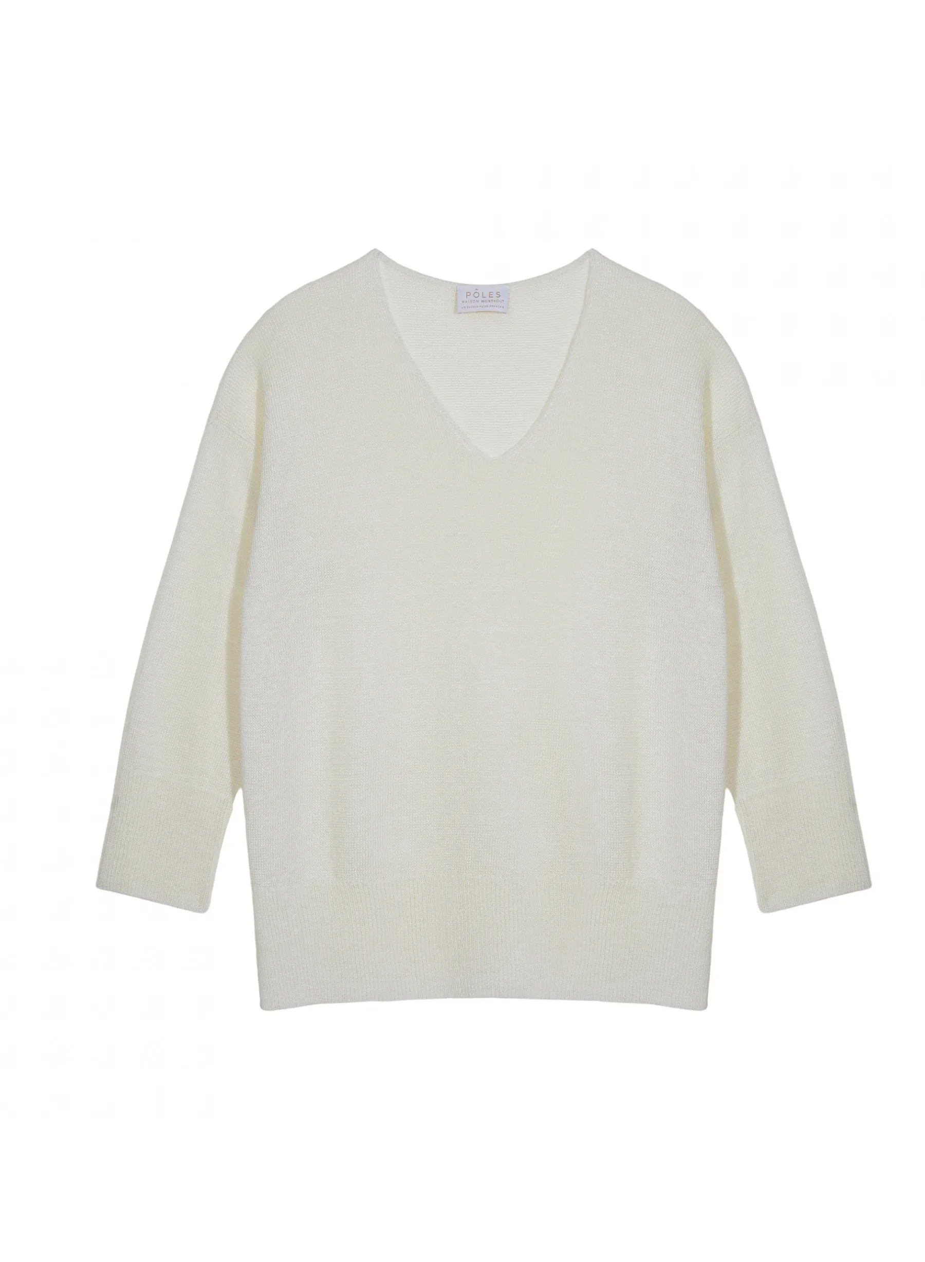 Montagut Pulls-Pull oversize col V en lin - Tiphaine 82-Ecru