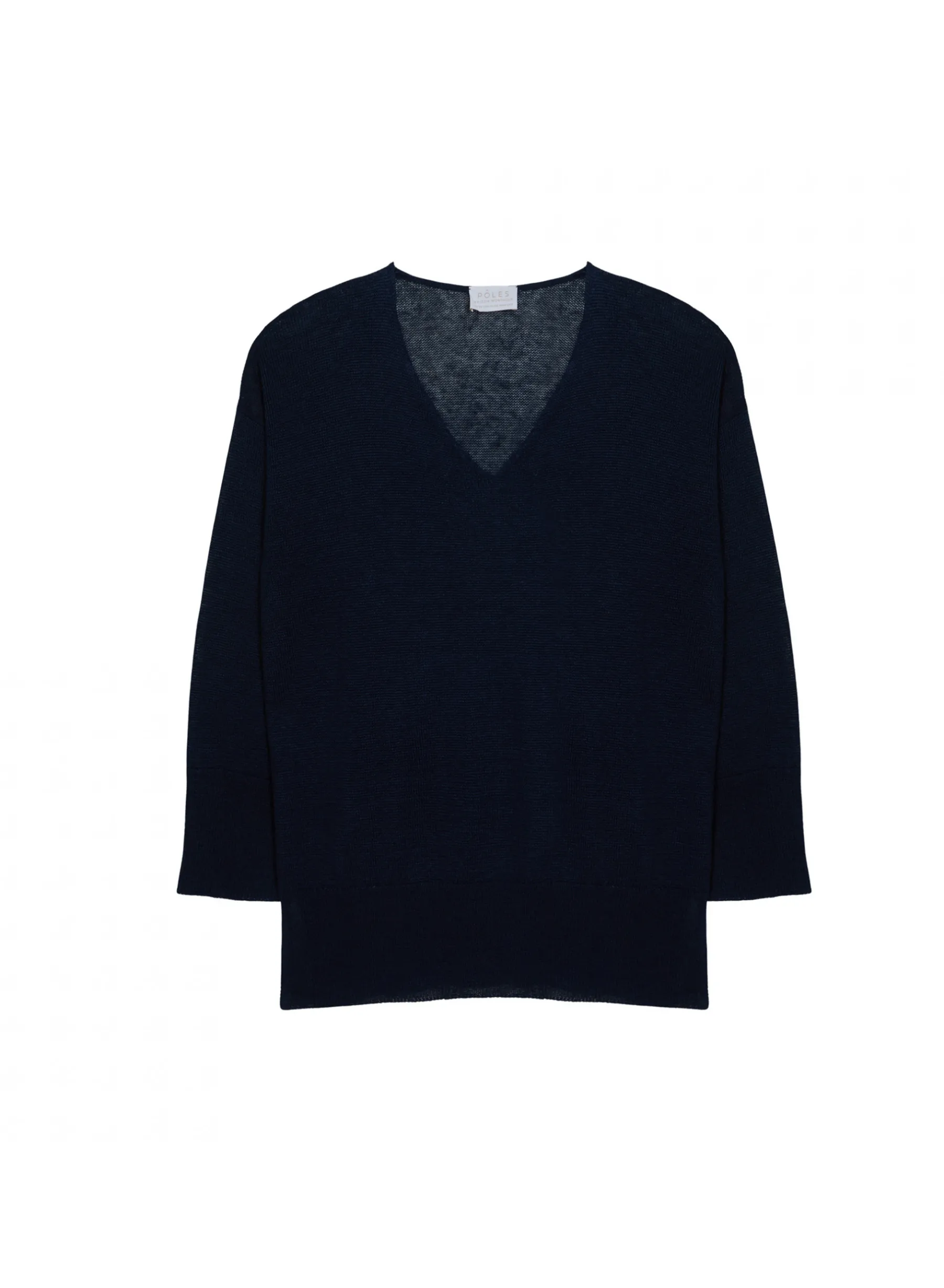 Montagut Pulls-Pull oversize col V en lin - Tiphaine 05-Bleu marine